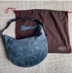 Coach Blue Suede Vintage Bag Y2K